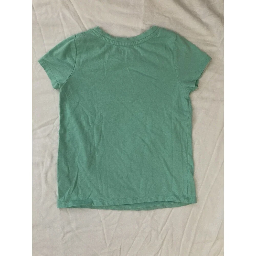 5T Cat & Jack girls clothes - 1 piece T shirt | solid mint green and mom theme